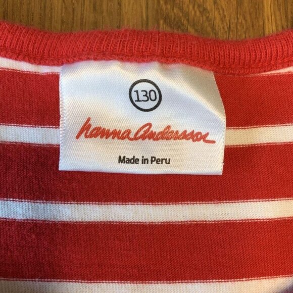 HANNA ANDERSSON Striped Dress Girls 8 130 Red Sleeveless Stripe Pockets Girl HA - Picture 6 of 6